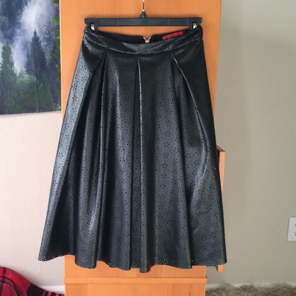 Vegan leather midi skirt